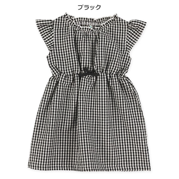 サッカーチェックフレンチスリーブワンピース