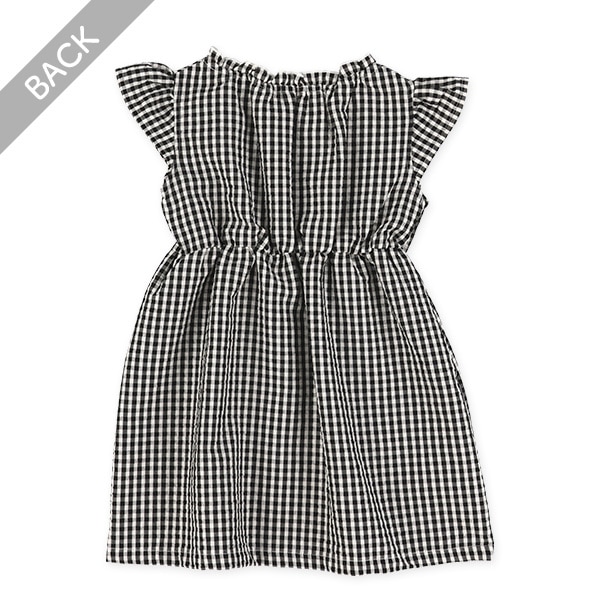 サッカーチェックフレンチスリーブワンピース