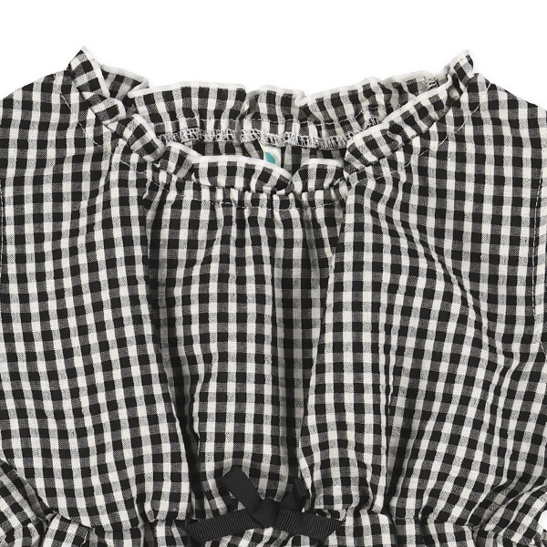 サッカーチェックフレンチスリーブワンピース