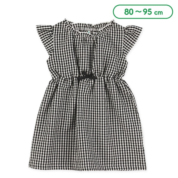サッカーチェックフレンチスリーブワンピース