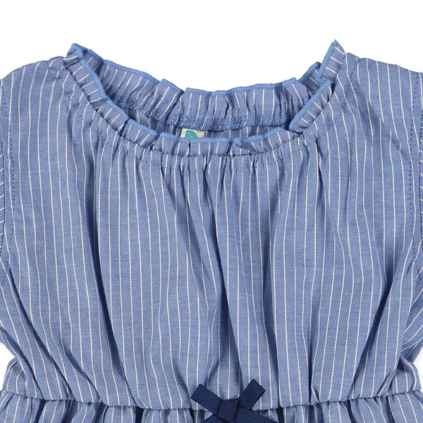 ダンガリートライプフレンチスリーブワンピース