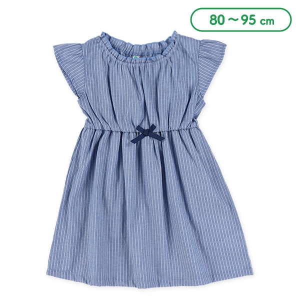 ダンガリートライプフレンチスリーブワンピース