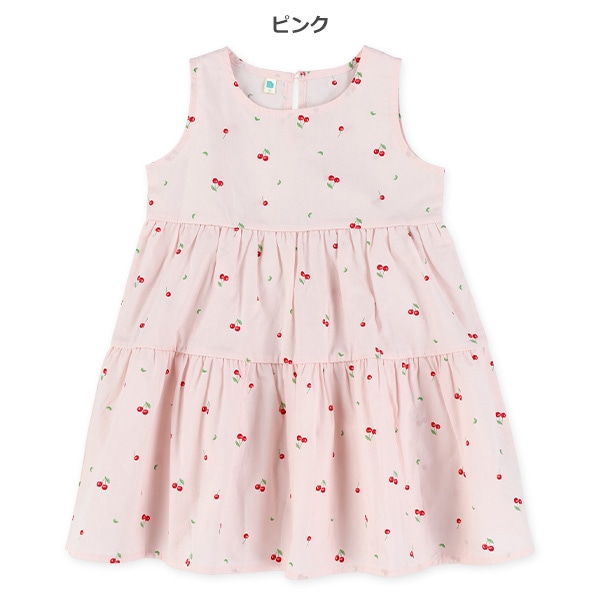 チェリー柄ティアードワンピース