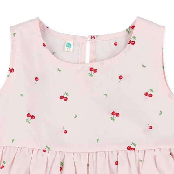 チェリー柄ティアードワンピース