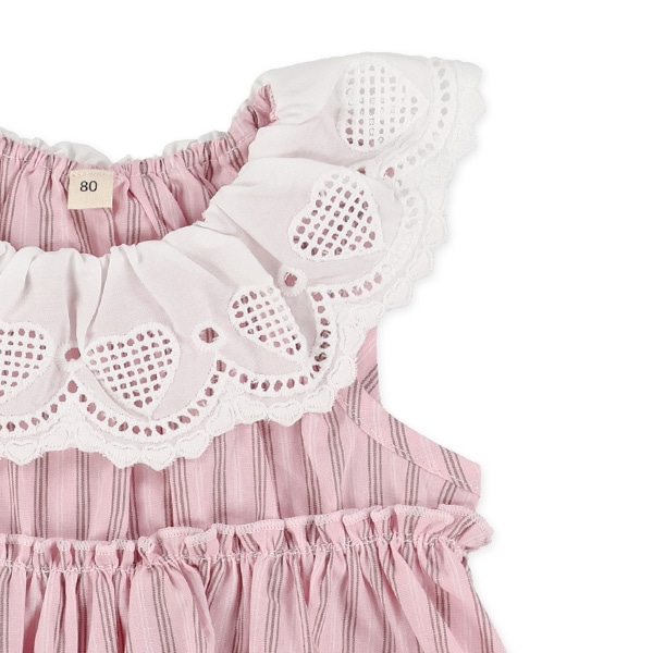 襟付きストライプノースリーブトップ&ブルマセット