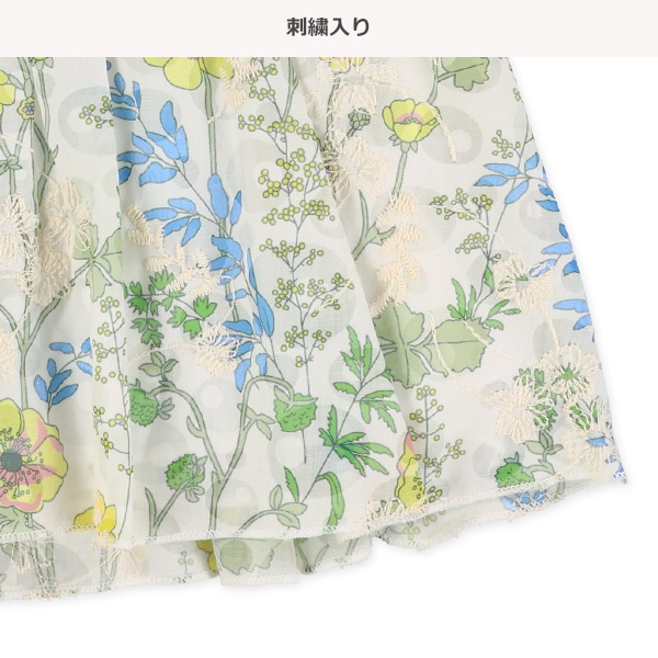 切り替えデニム花柄ノースリーブトップス&ブルマセット