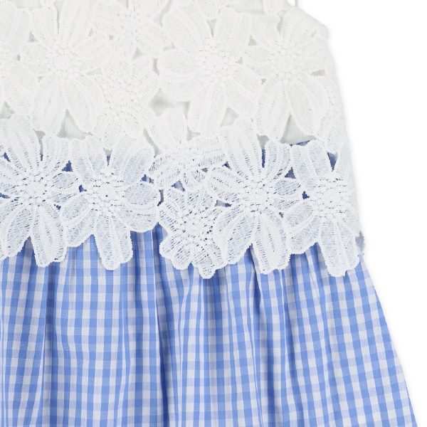 花レース切り替えチェックスカートワンピース