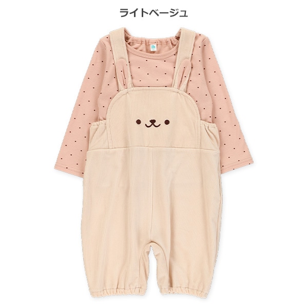 うさ耳ニットコールサロペット＆長袖Tシャツセット