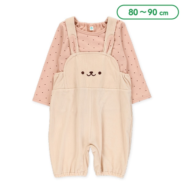 うさ耳ニットコールサロペット＆長袖Tシャツセット