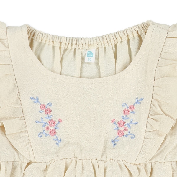 楊柳ガーゼ刺繍半袖トップス&ブルマセット