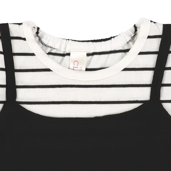 レイヤード風ボーダー半袖トップス&ブルマセット