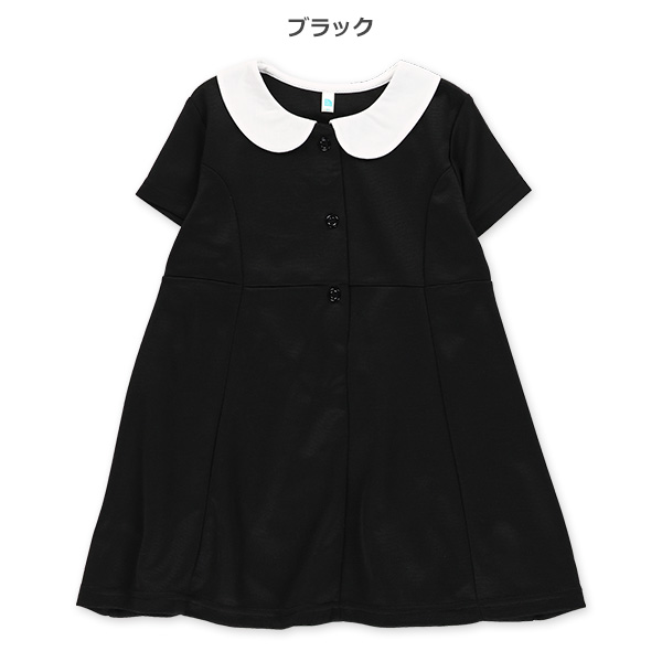 ポンチ襟付きフォーマル半袖ワンピース