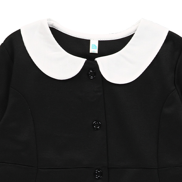 ポンチ襟付きフォーマル半袖ワンピース