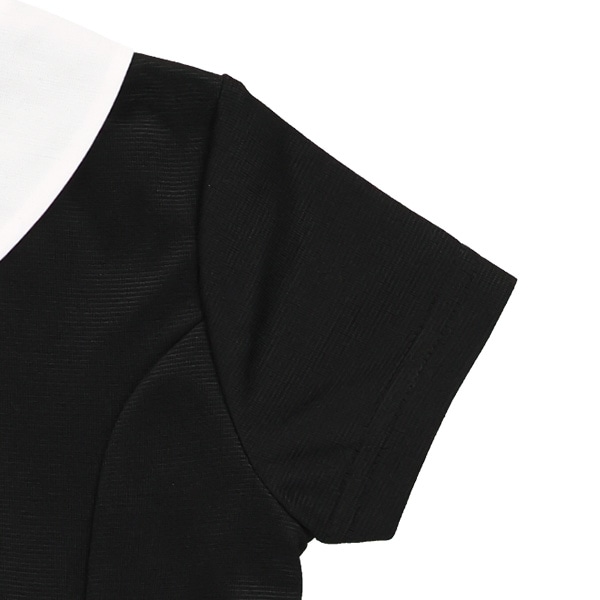 ポンチ襟付きフォーマル半袖ワンピース