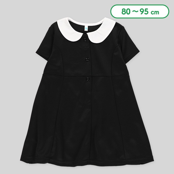 ポンチ襟付きフォーマル半袖ワンピース