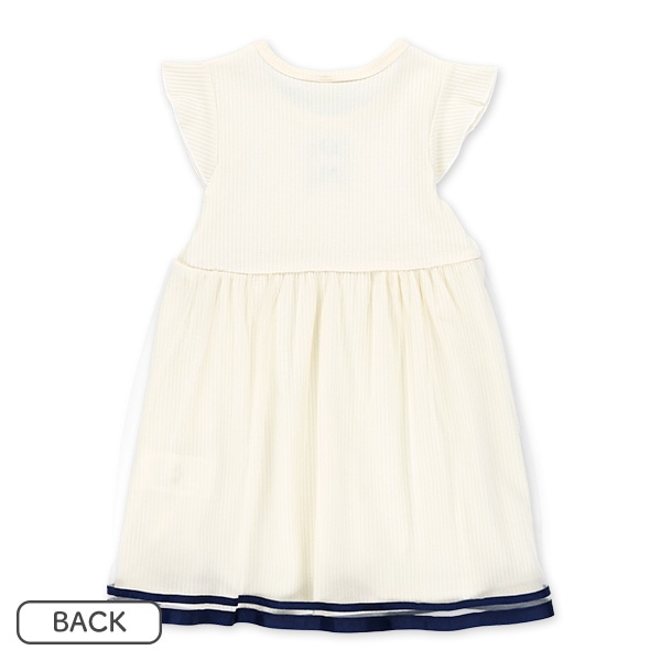 テレコカーディガン&チュール付きワンピース