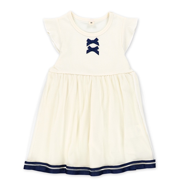 テレコカーディガン&チュール付きワンピース