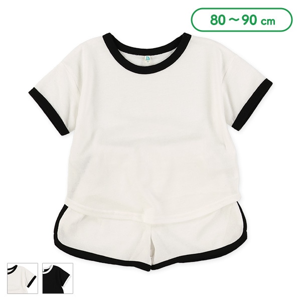 ミニ裏毛パイピング半袖Tシャツ＆パンツセット