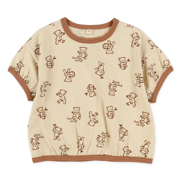 くま柄パイピング半袖Tシャツ&パンツセット