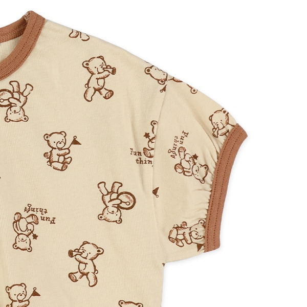 くま柄パイピング半袖Tシャツ&パンツセット
