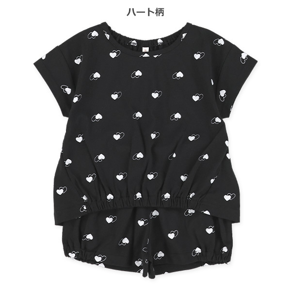 花・ハート総柄半袖Tシャツ&パンツセット