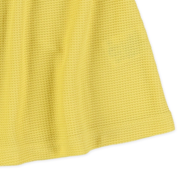 ワッフル肩開きパフスリーブワンピース