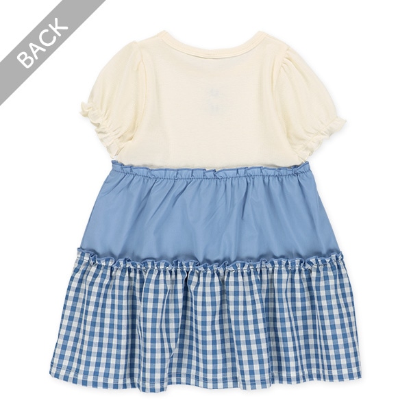 スパンテレコ切り替え半袖ワンピース