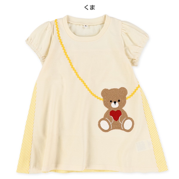 いちご・くまポシェット風半袖ワンピース