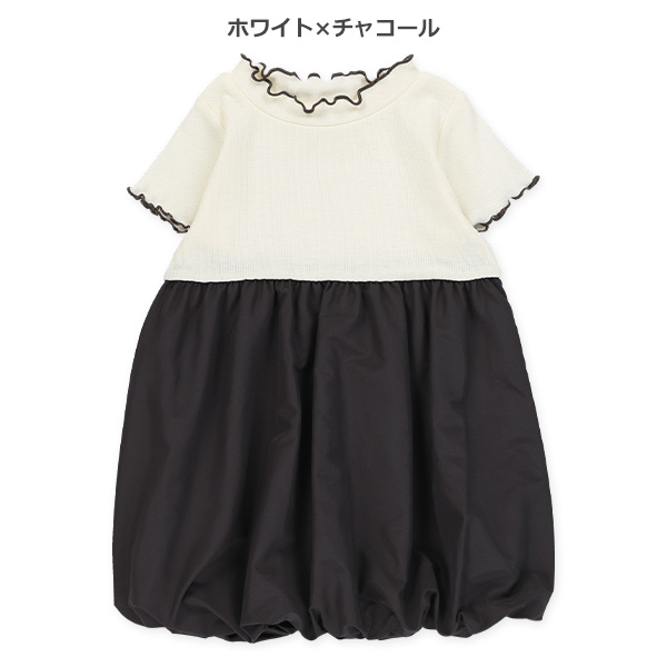 メロウ切り替えバルーン半袖ワンピース