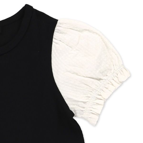 袖布帛半袖ワンピース