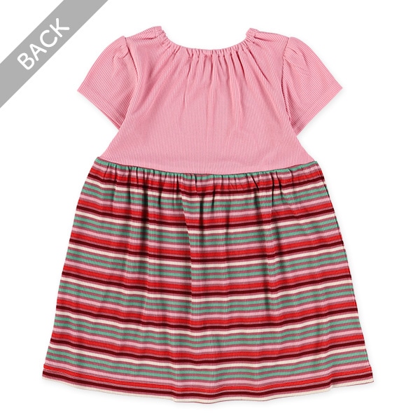 ストレッチテレコボーダー半袖ワンピース