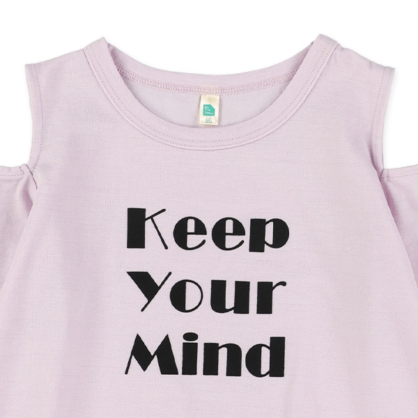 肩あきロゴ半袖ワンピース