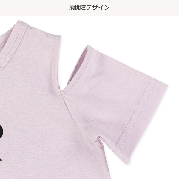 肩あきロゴ半袖ワンピース