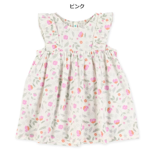 ナチュラルフラワーノースリーブワンピース