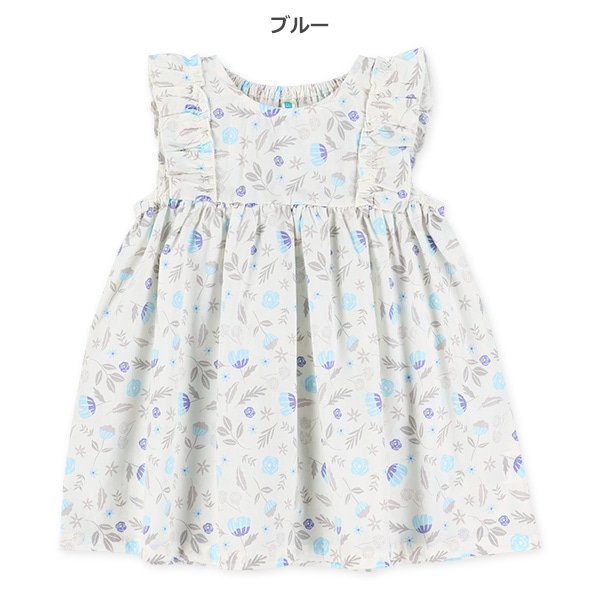 ナチュラルフラワーノースリーブワンピース