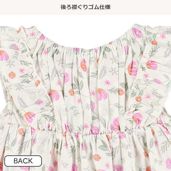 ナチュラルフラワーノースリーブワンピース