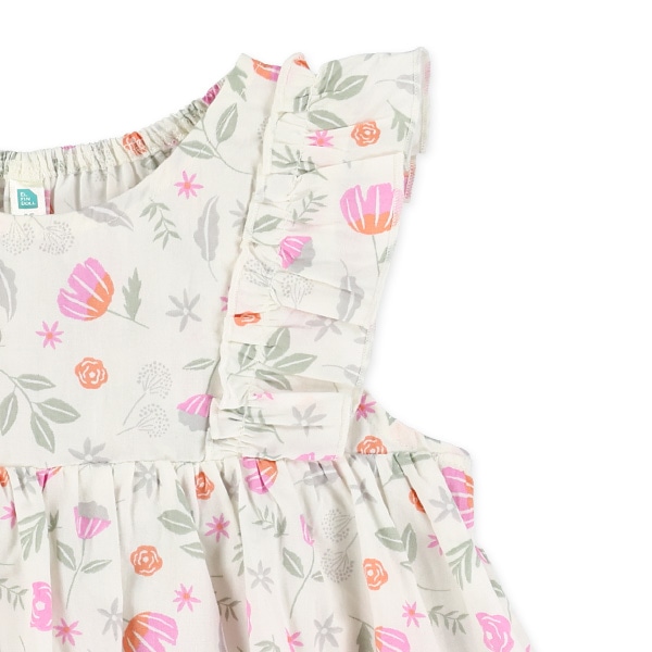 ナチュラルフラワーノースリーブワンピース