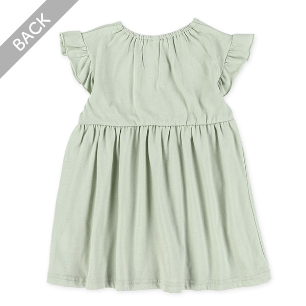 天竺無地フリルノースリーブワンピース