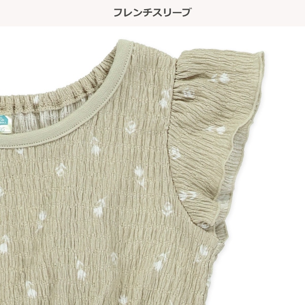 天竺シャーリングフレンチワンピース