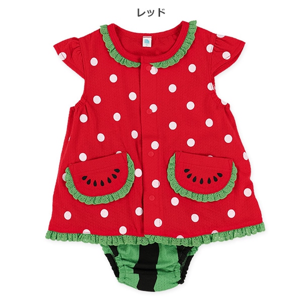 パターンメッシュすいか柄トップス&ブルマセット