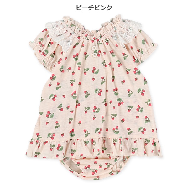 いちご総柄肩レースフレンチトップス&ブルマセット