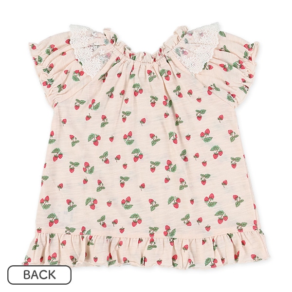 いちご総柄肩レースフレンチトップス&ブルマセット