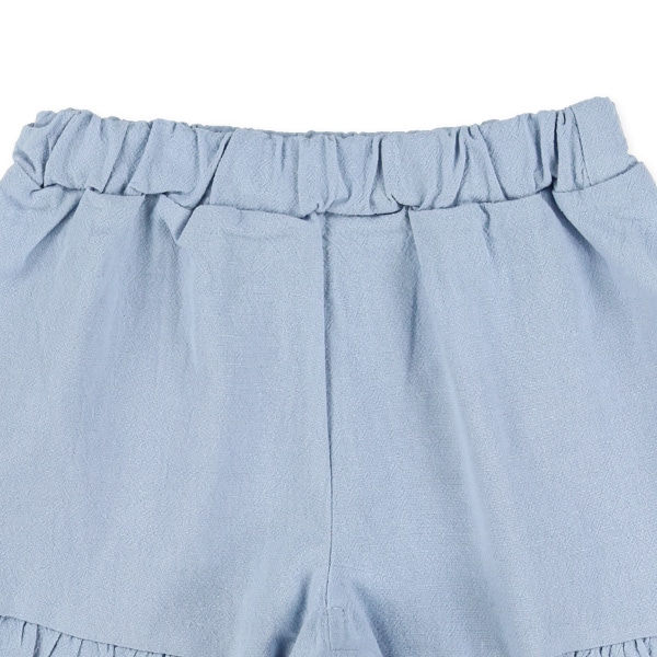 テレコ裾刺繍半袖トップス&パンツセット