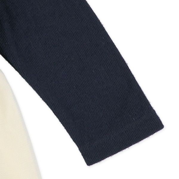 胸刺繍チュールドッキング長袖ワンピース