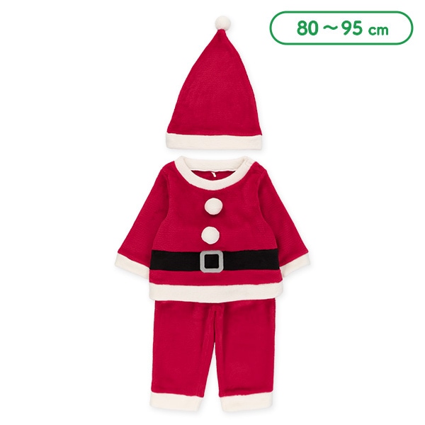 フリース帽子付きサンタなりきりトップス&パンツセット