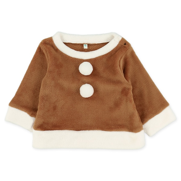 フリース帽子付きトナカイなりきりトップス&パンツセット