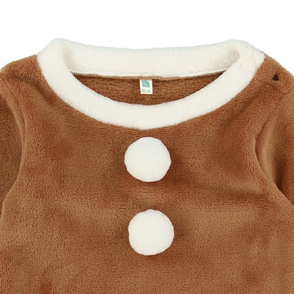 フリース帽子付きトナカイなりきりトップス&パンツセット