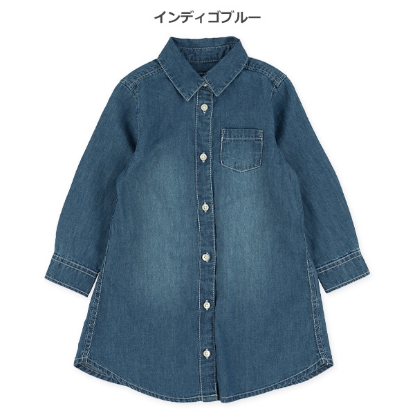 デニム長袖シャツワンピース
