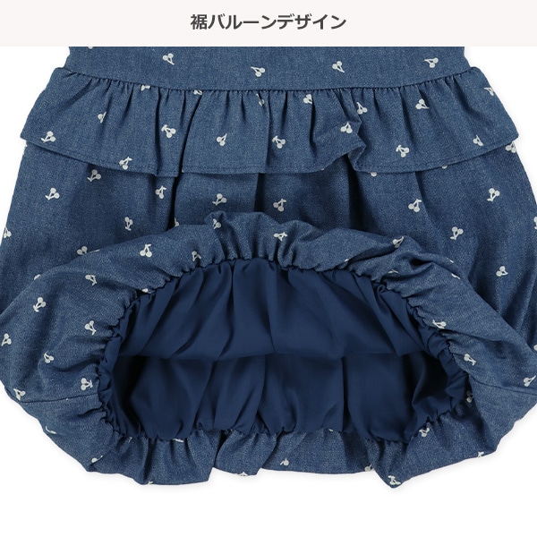さくらんぼ柄デニムジャンパースカート