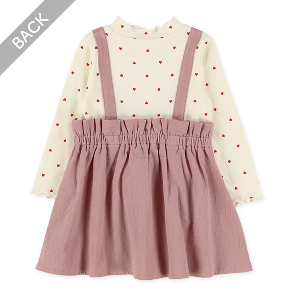 ハート柄長袖ワンピース